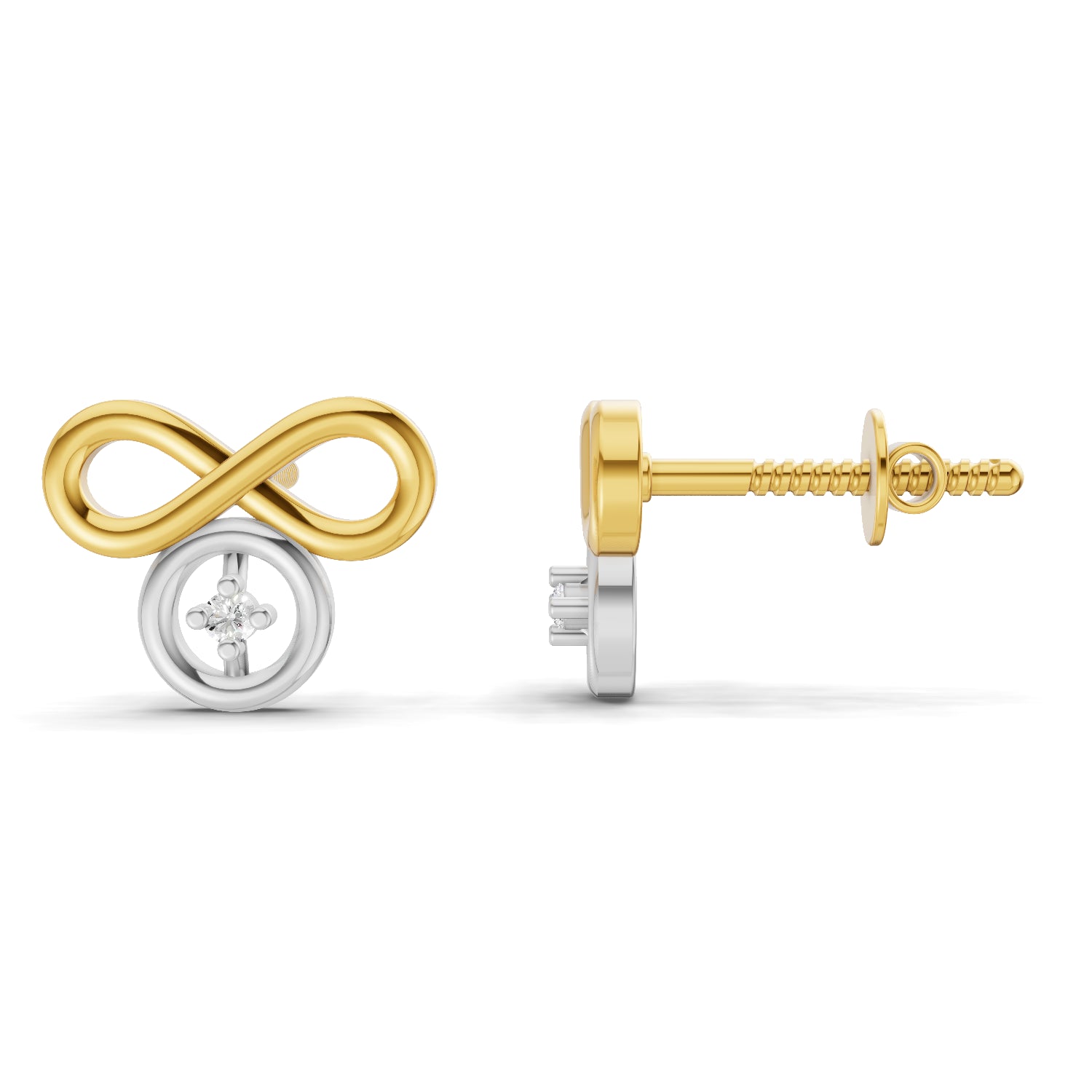 0.02 Carat  | 925 Sterling Silver Yellow Gold Plated Infinity Earrings