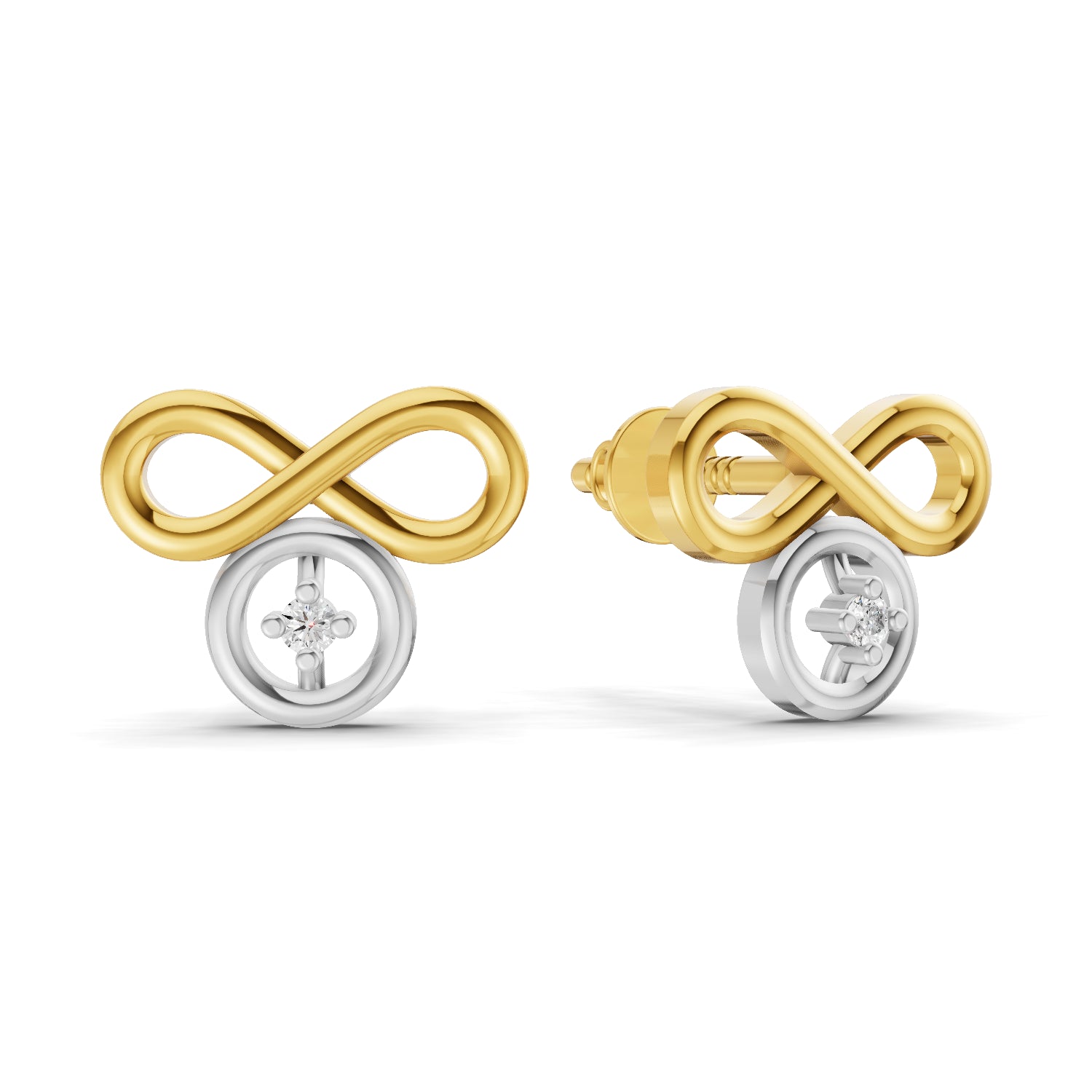 0.02 Carat  | 925 Sterling Silver Yellow Gold Plated Infinity Earrings