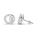 1.02 Carat Luna Halo Studs Earrings for Women | 14K White Gold