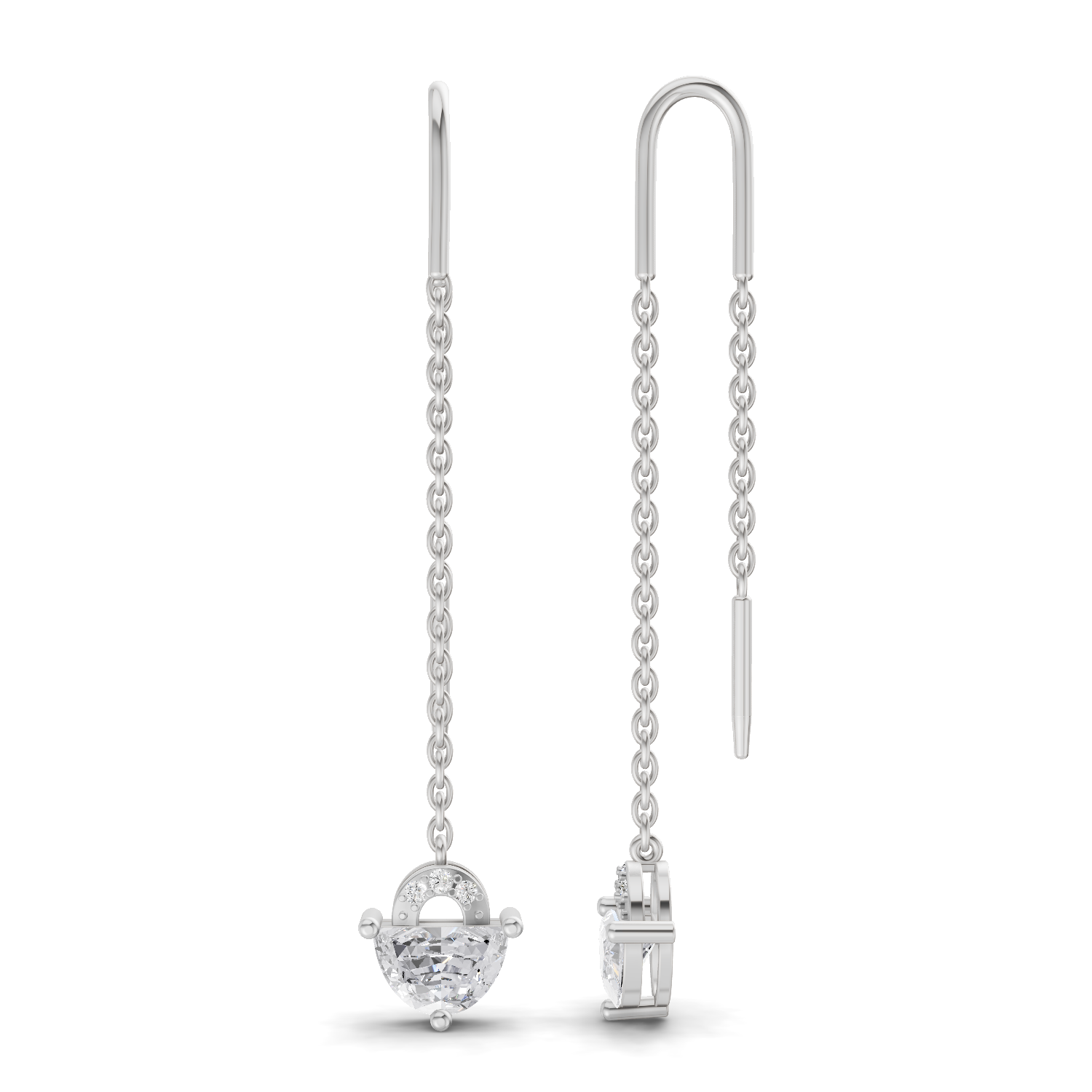 1.16 Carat Luna Threader Earrings | 14K White Gold