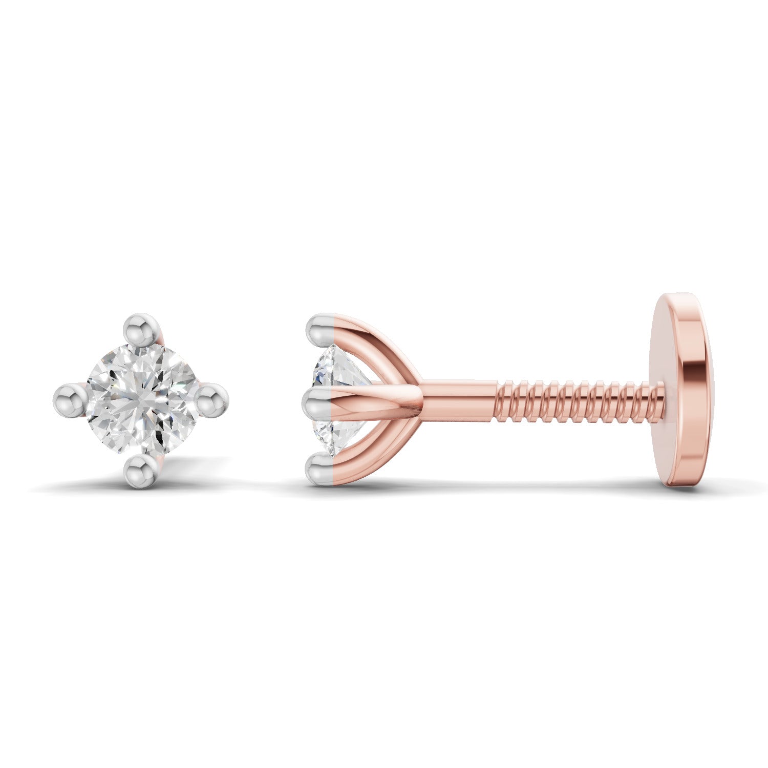 0.1 Carat Nova Prong Stud Earrings | 14K Rose Gold
