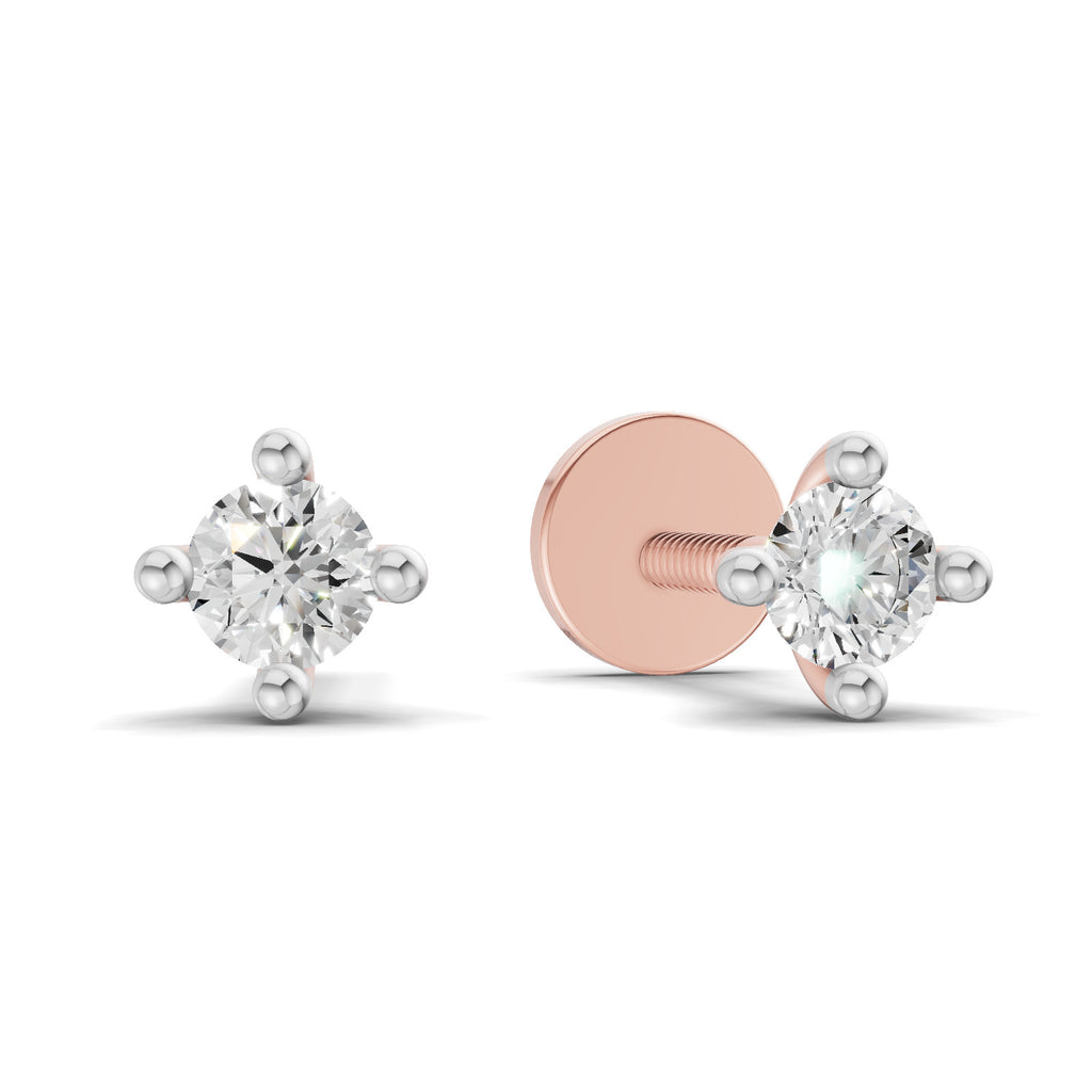 0.1 Carat Nova Prong Stud Earrings | 14K Rose Gold