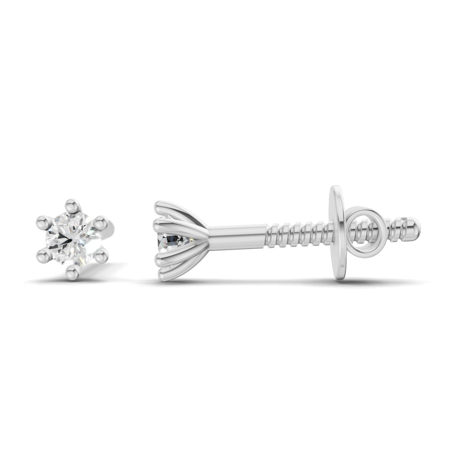 0.29 Carat Six Prong Martini Studs Earrings | 14K White Gold