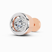 0.20 Carat Round Shape Bezel Solitaire Diamond Nose Pin | 14K Rose Gold-Screw