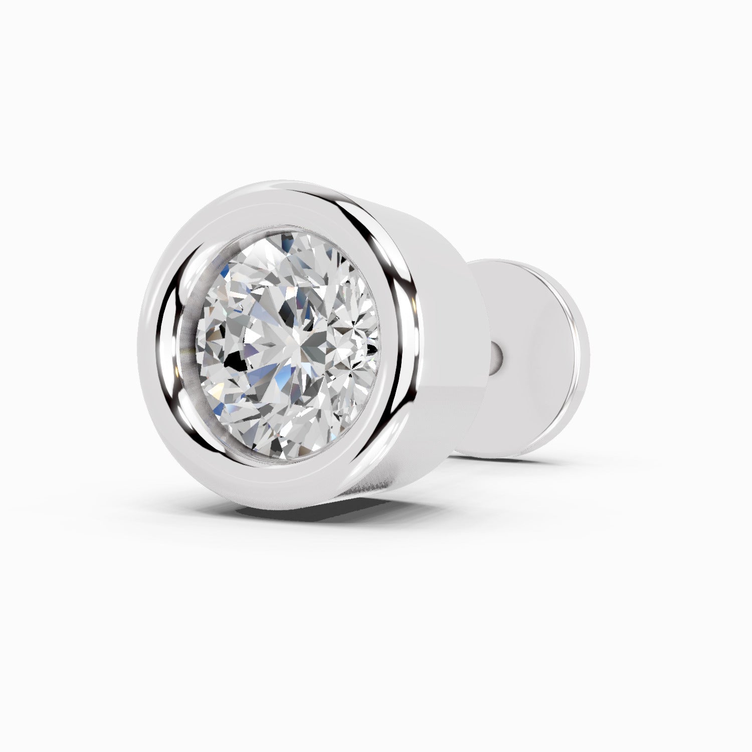 0.20 Carat Round Shape Bezel Solitaire Diamond Nose Pin | 14K Yellow Gold-Screw