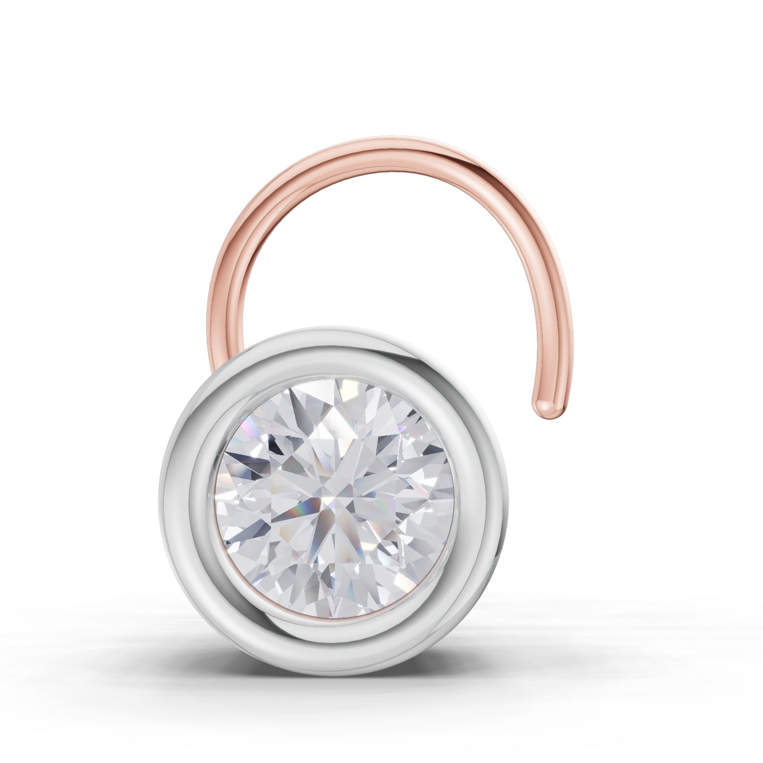 0.20 Ct Round Shape Bezel Solitaire Diamond Nose Pin | 14K Yellow Gold