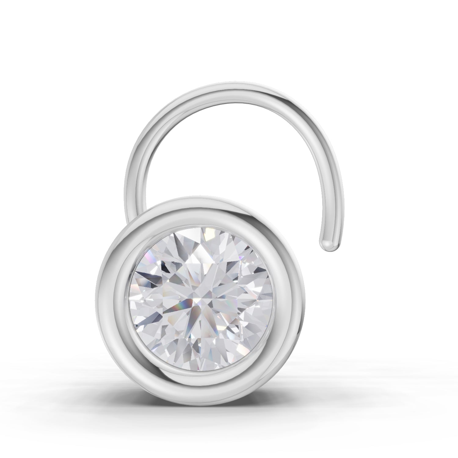 0.20 Ct Round Shape Bezel Solitaire Diamond Nose Pin | 14K Yellow Gold