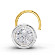 0.20 Ct Round Shape Bezel Solitaire Diamond Nose Pin | 14K Yellow Gold