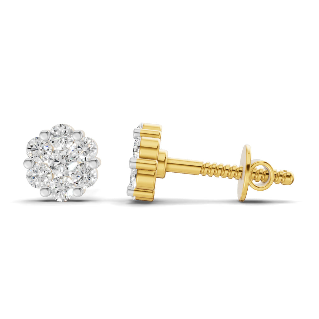 0.17 Carat Starlit Flower Studs Earrings | 14K Yellow Gold