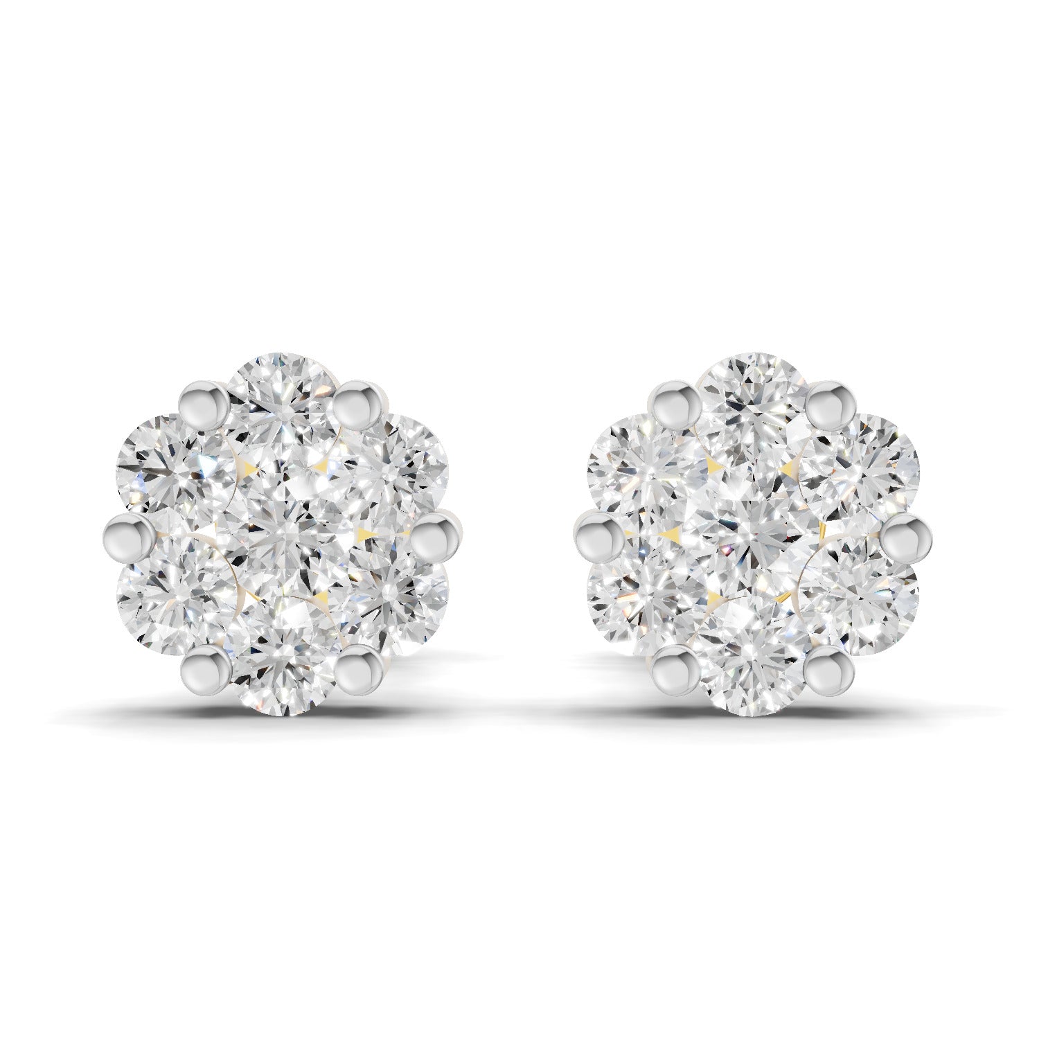 0.17 Carat Starlit Flower Studs Earrings | 14K Yellow Gold