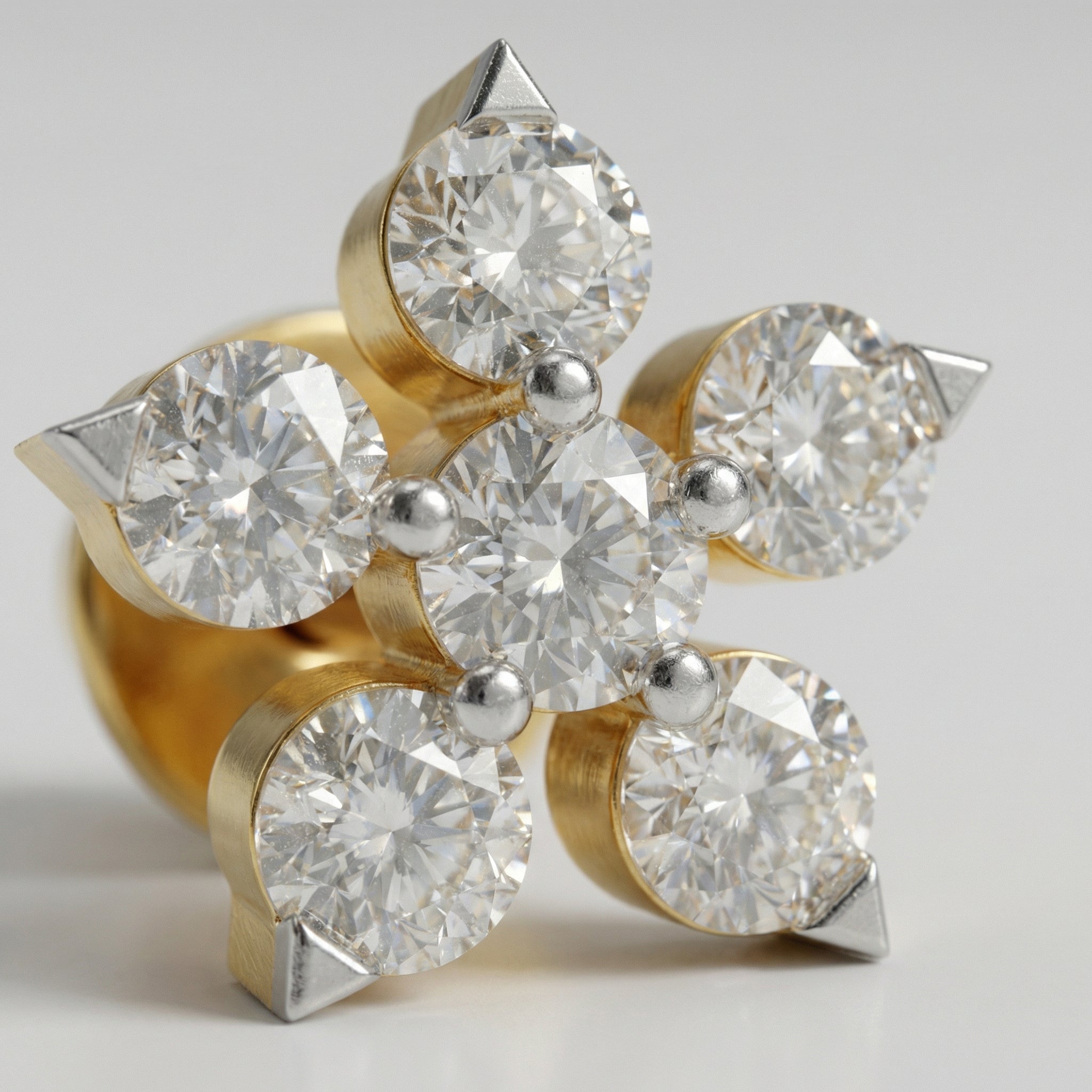 0.44 Ct  Round Shape Diamond Floral Stud Earrings | 14K Rose Gold