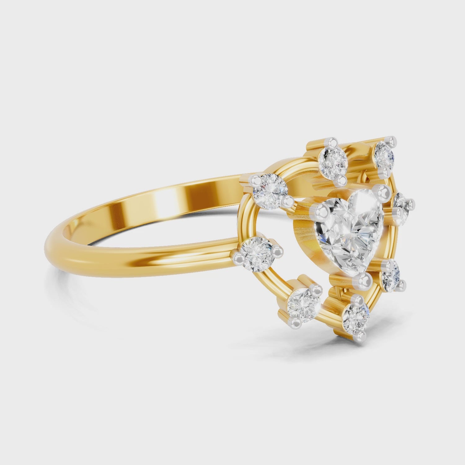 0.44 Carat Heart & Round Shape Diamond Ring | 14K Yellow Gold
