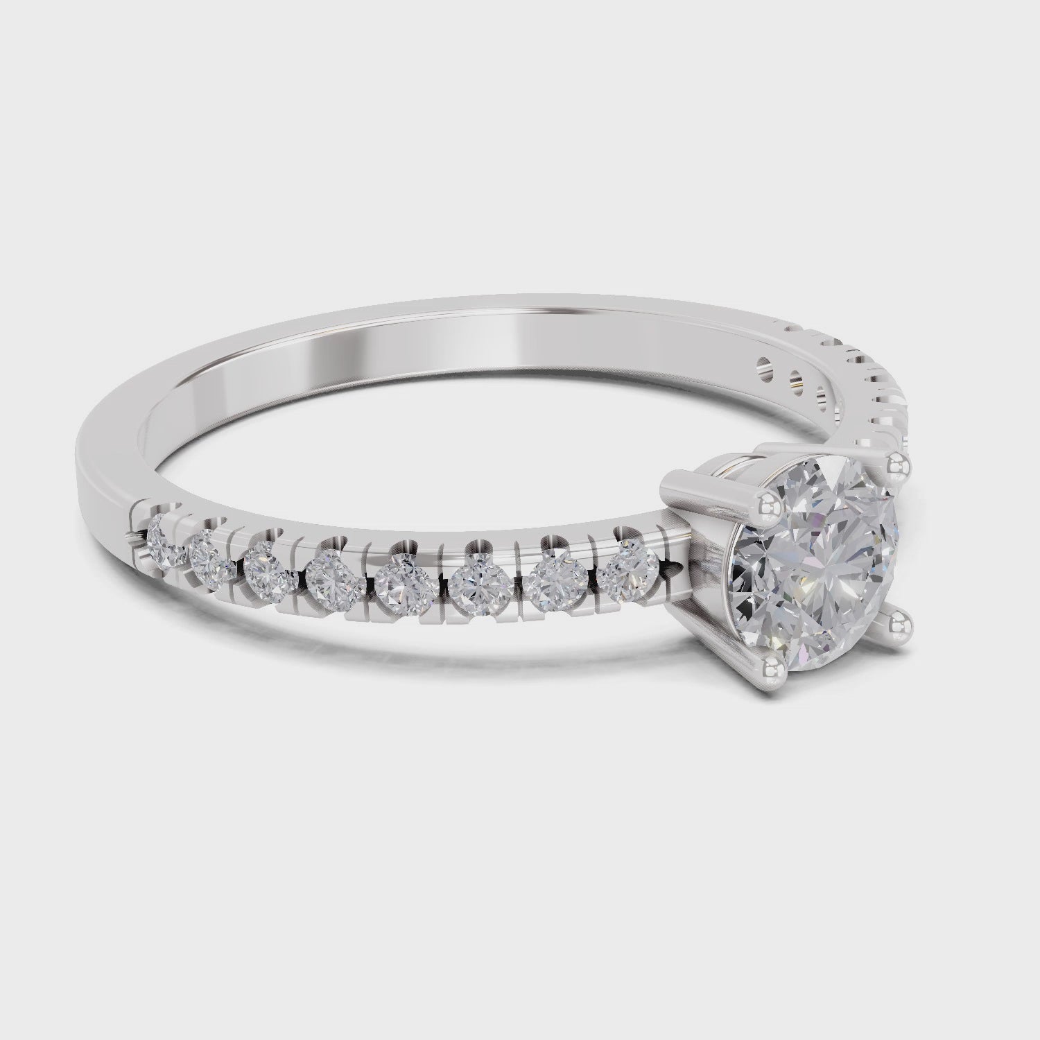 0.67 Ct Round Shape Solitaire Diamond Ring | 14K White Gold