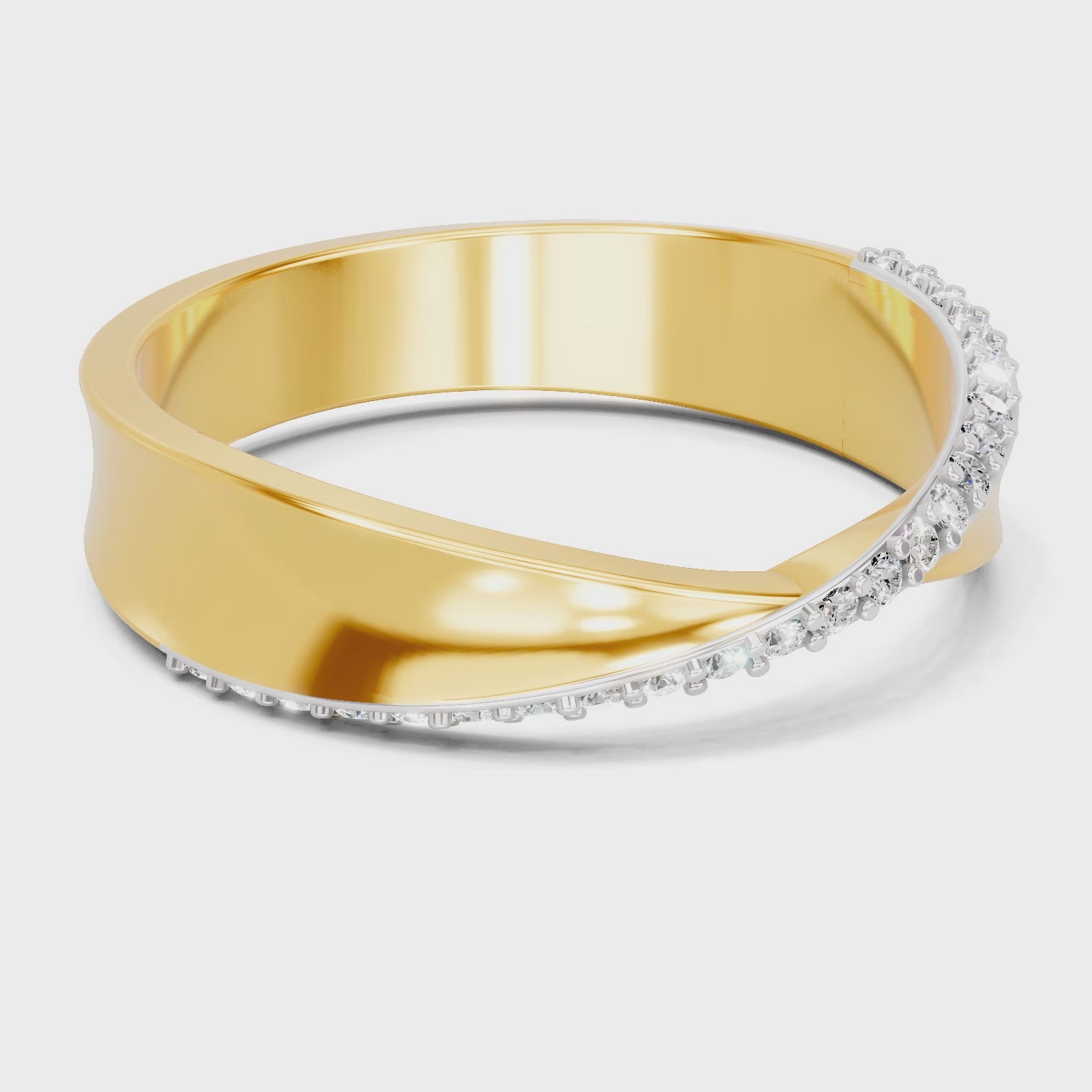 Load video: 0.14 Carat| 925 Sterling Silver Gold Plated Crossover Ring (Size-5)