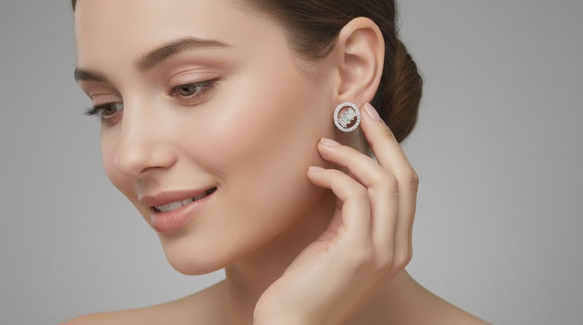 0.47 Ct Round Shape Cluster Diamond Earrings | 14K Yellow Gold