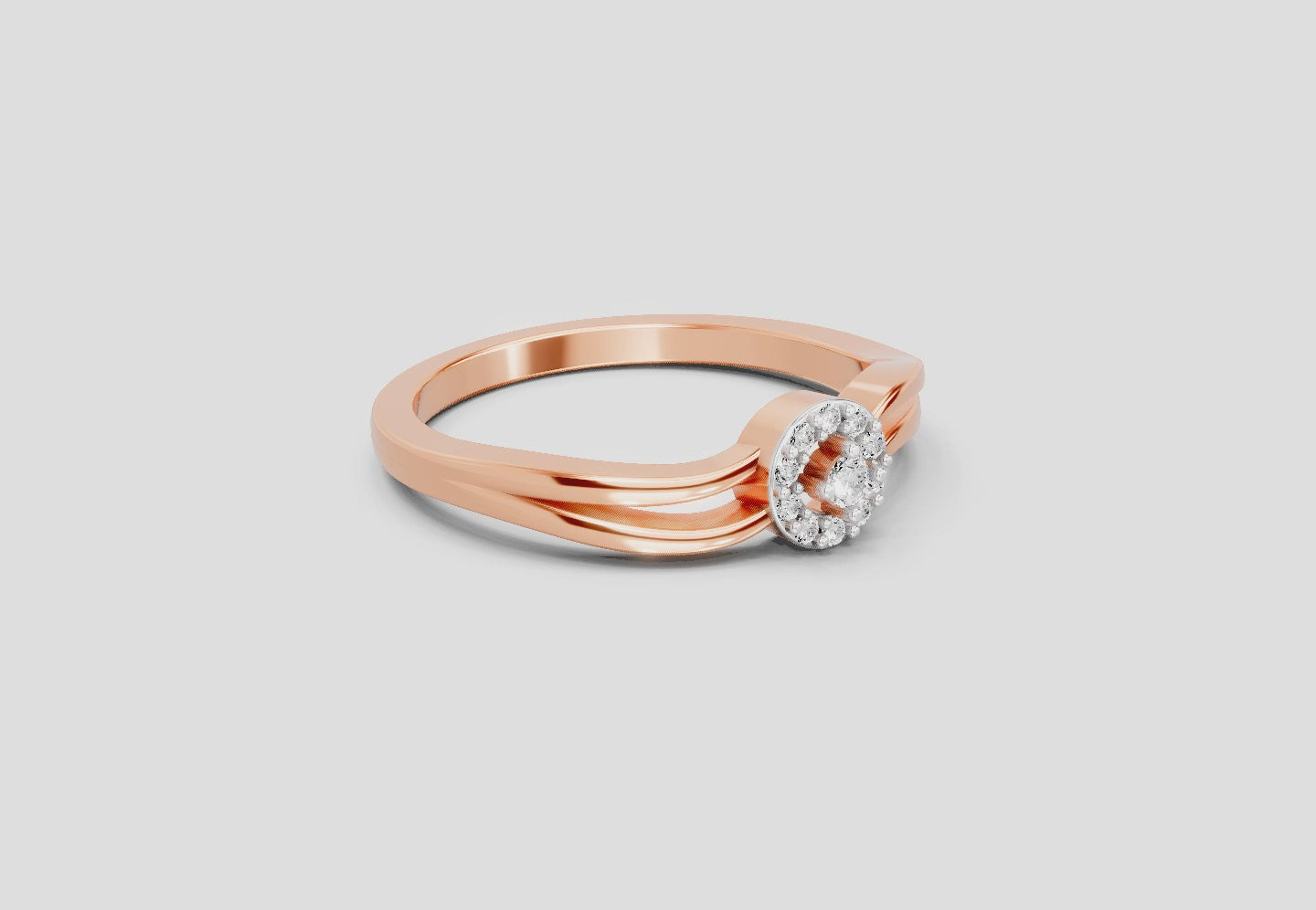 Load video: 0.09 Ct Round Halo Ring  14K Rose Gold