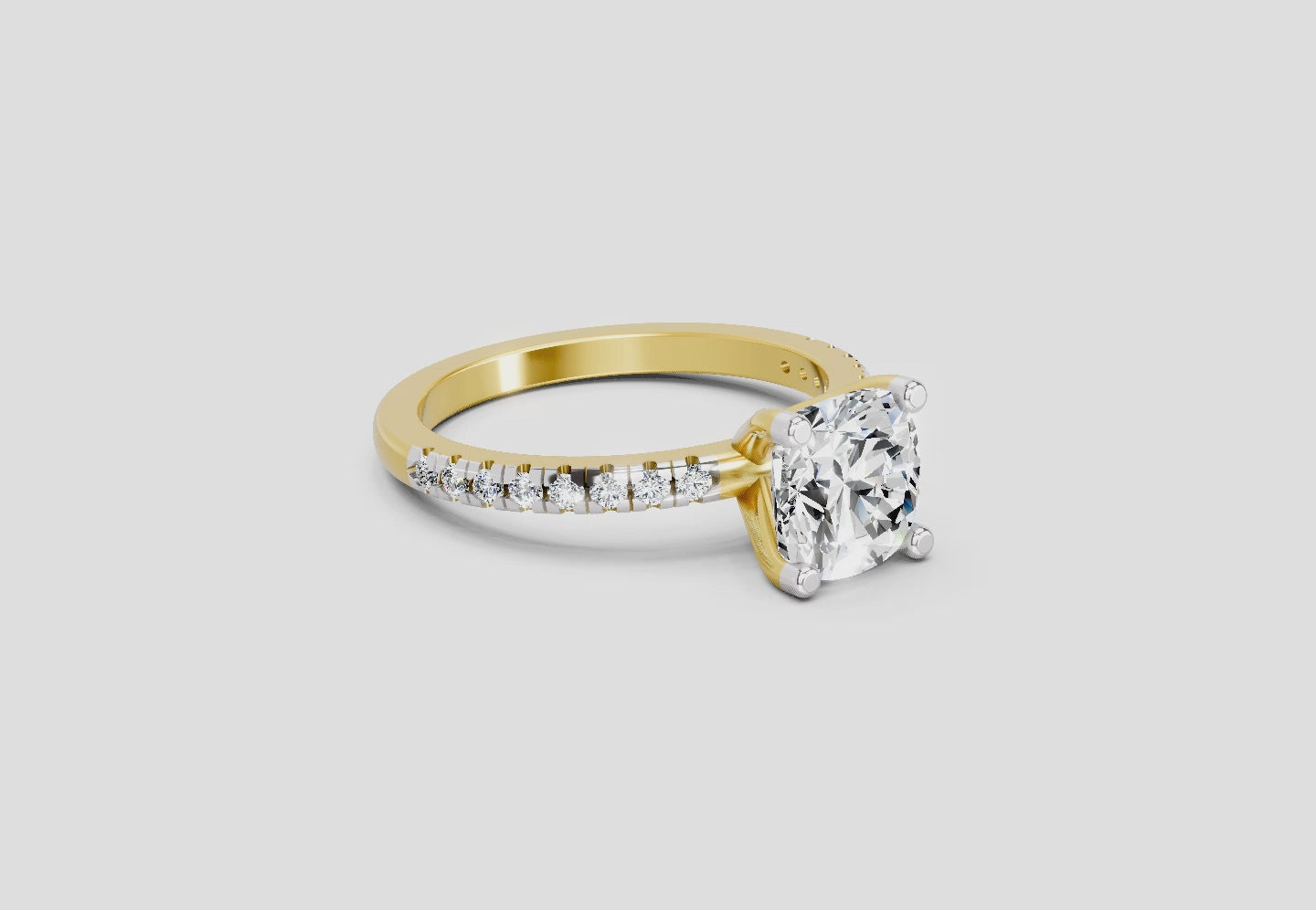 2.22 Ct Cushion Shape Diamond Ring | 14K Yellow Gold