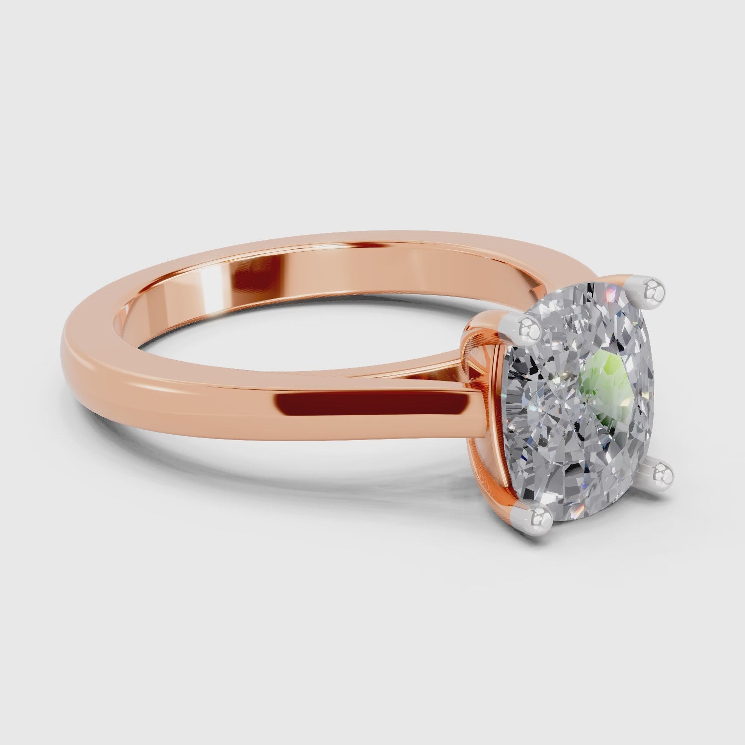 3 Ct Cushion Shape Solitaire Diamond Ring| 14K Rose Gold