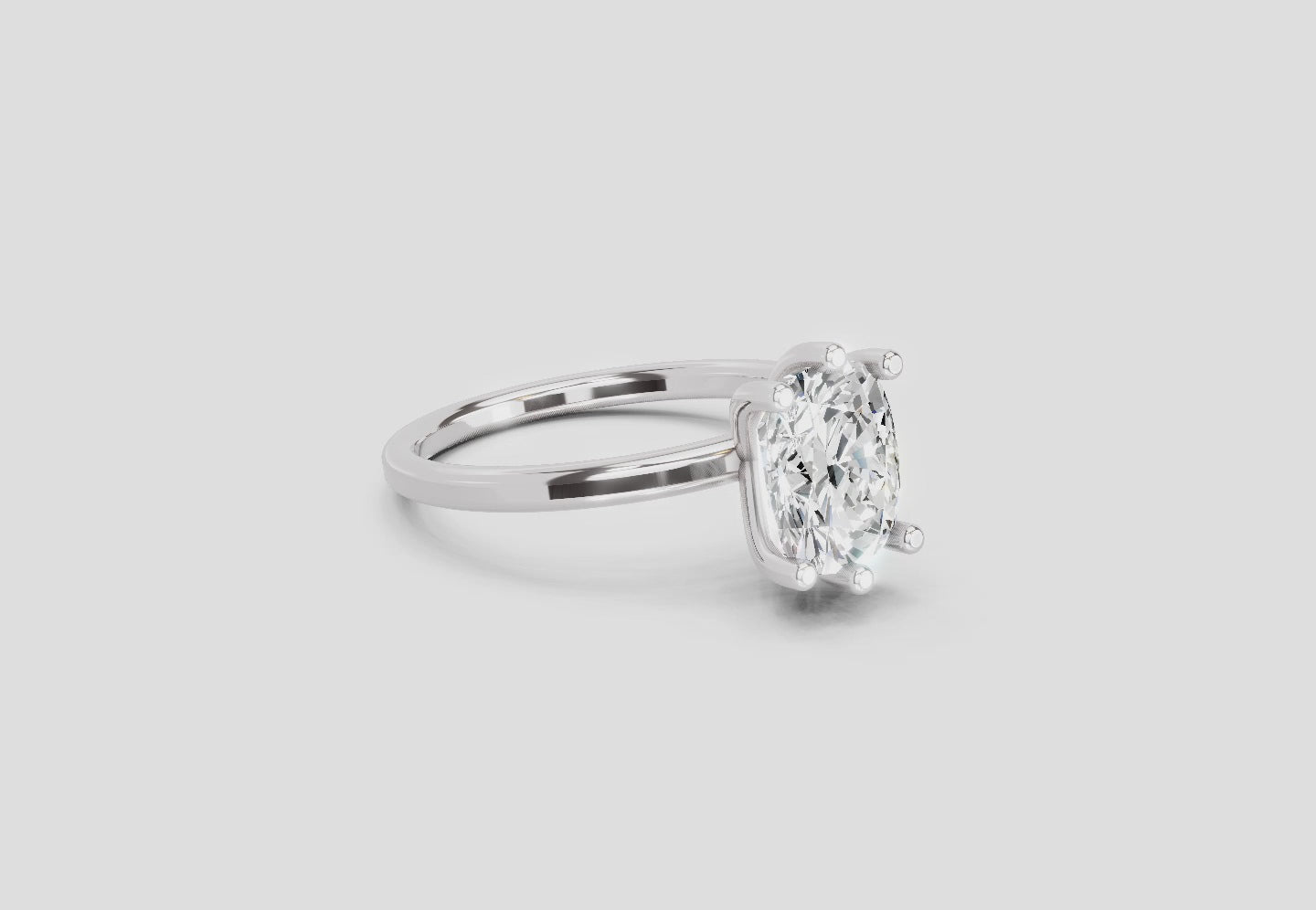 2.06 Carat Cushion Shape Solitaire Diamond Ring | 14K White Gold