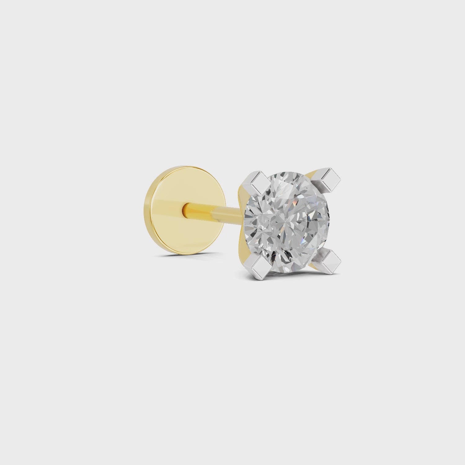 0.21 Carat Round Shape 4 Prong Solitaire Diamond Nose Pin | 14K Yellow Gold-Screw