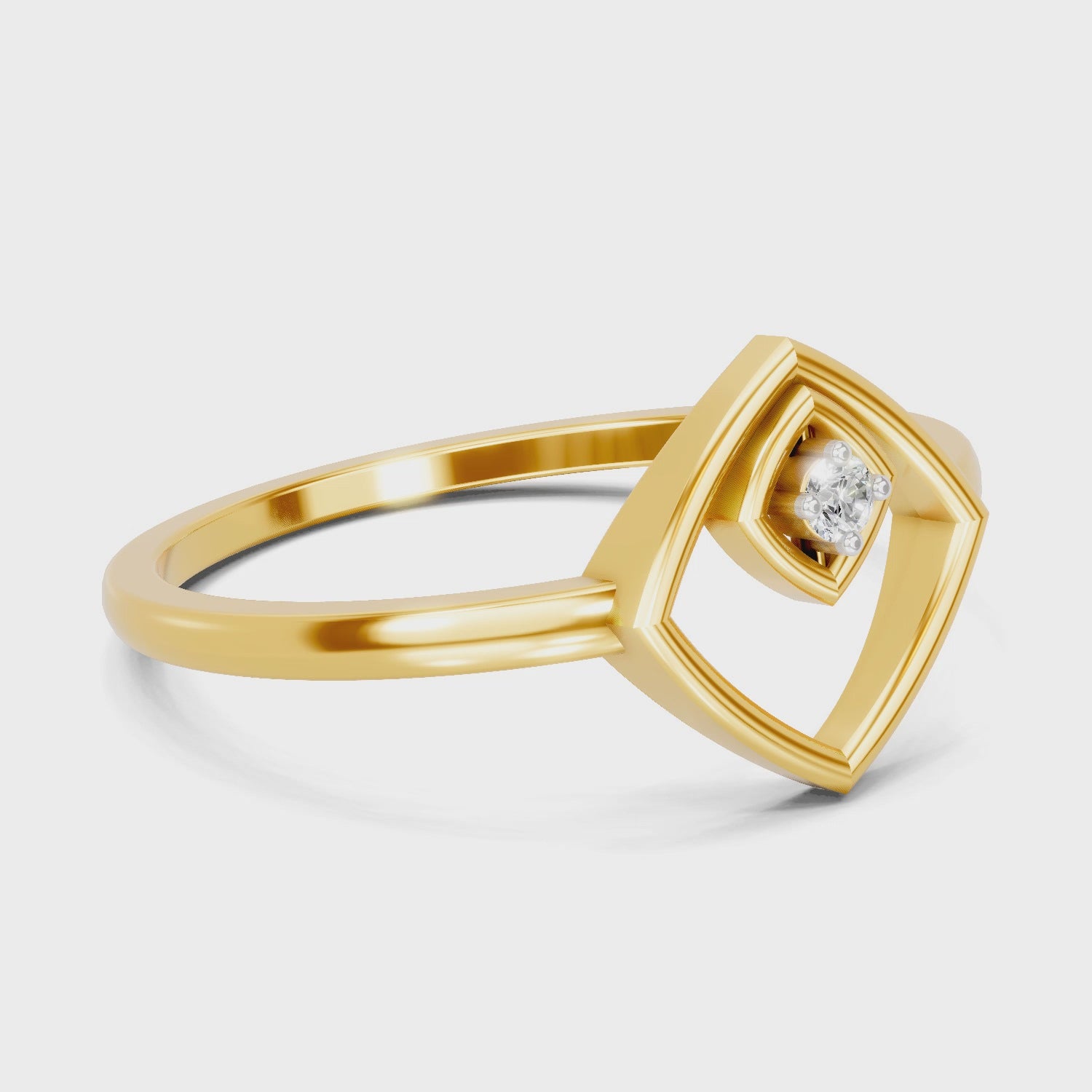 Load video: 0.02 Carat  | 925 Sterling Silver Gold Plated Square Fashion Ring