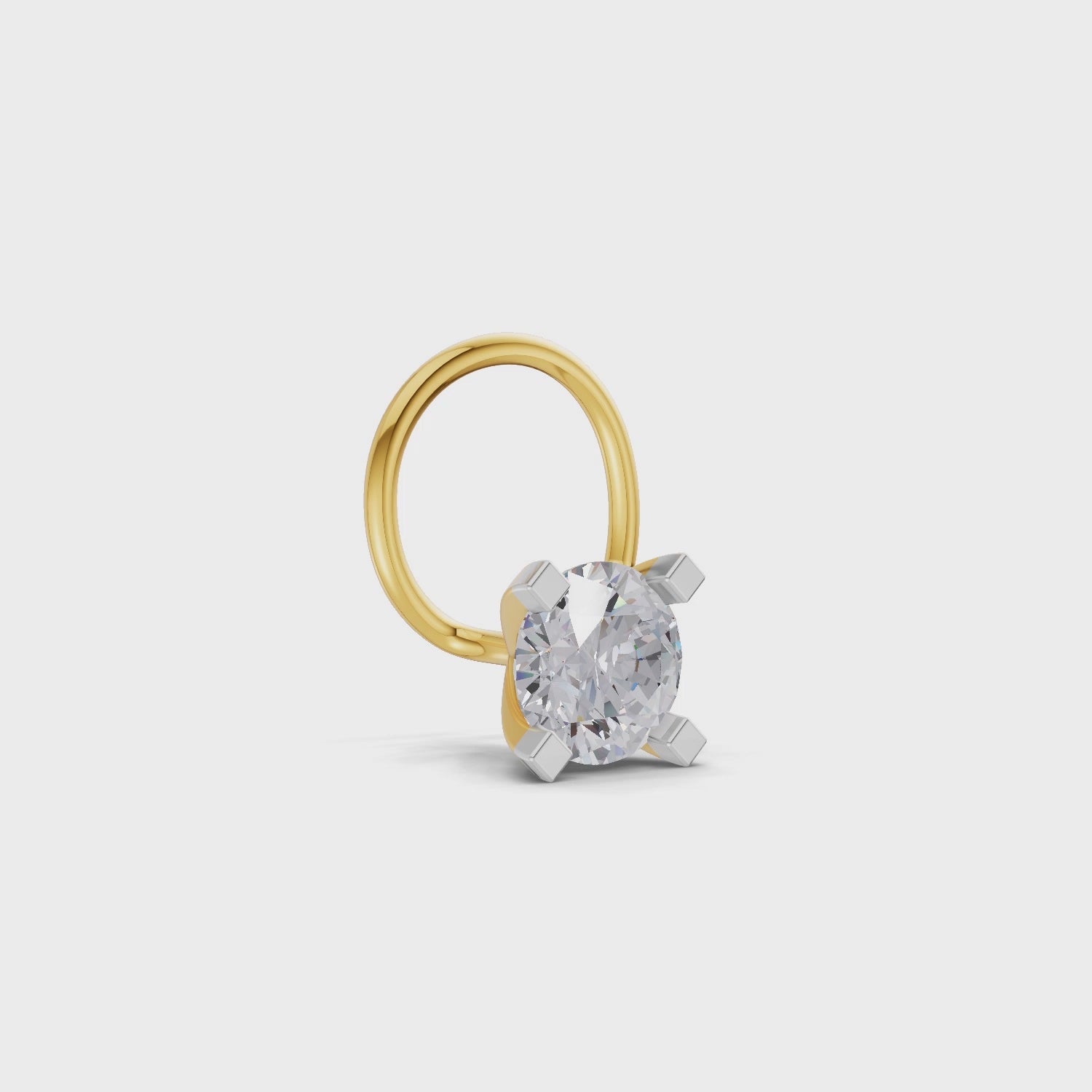 0.21 Ct Round Shape 4 Prong Solitaire Diamond Nose Pin | 14K Yellow Gold