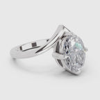 2 Ct Oval Shape Solitaire Diamond Ring| 14K White Gold