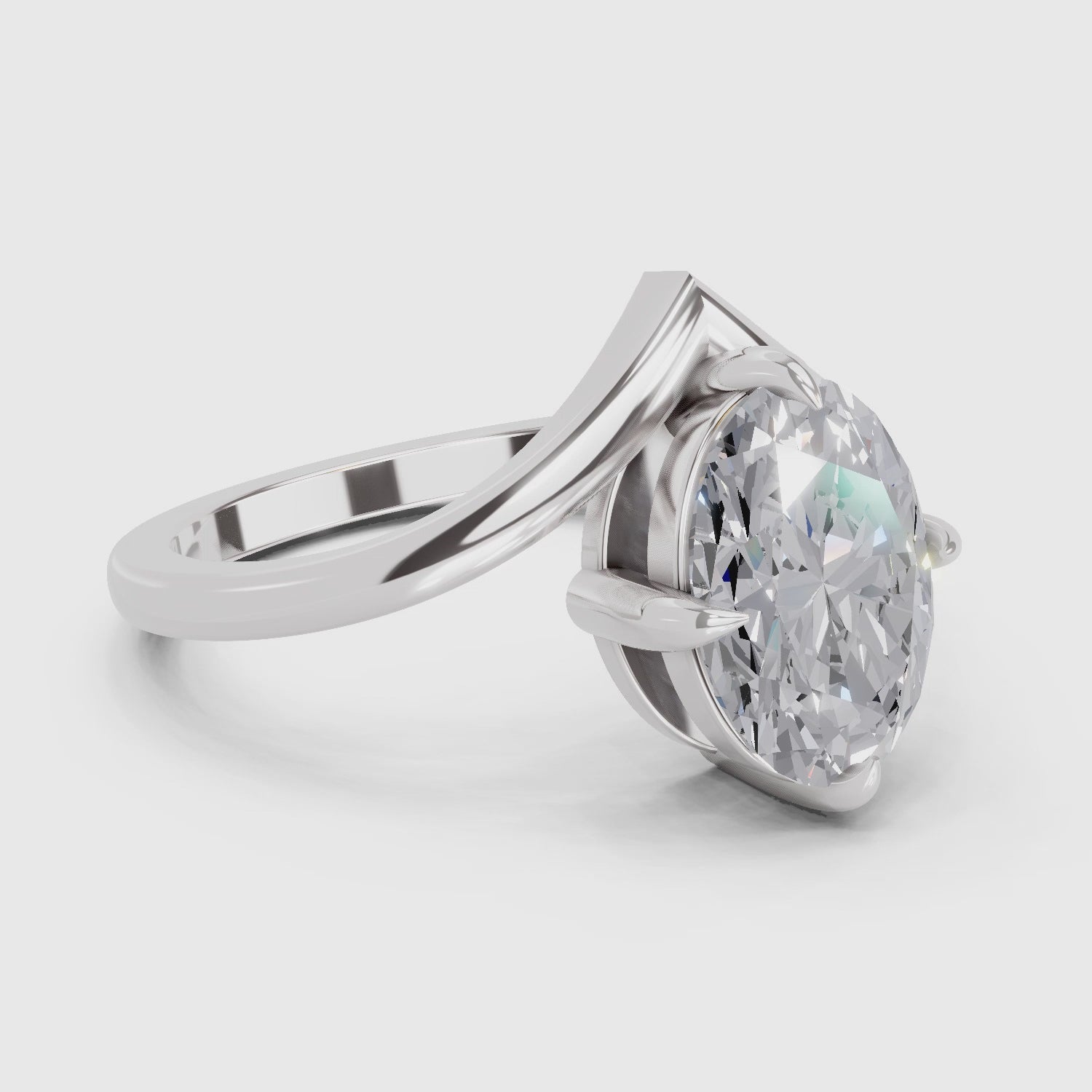 2 Ct Oval Shape Solitaire Diamond Ring| 14K White Gold