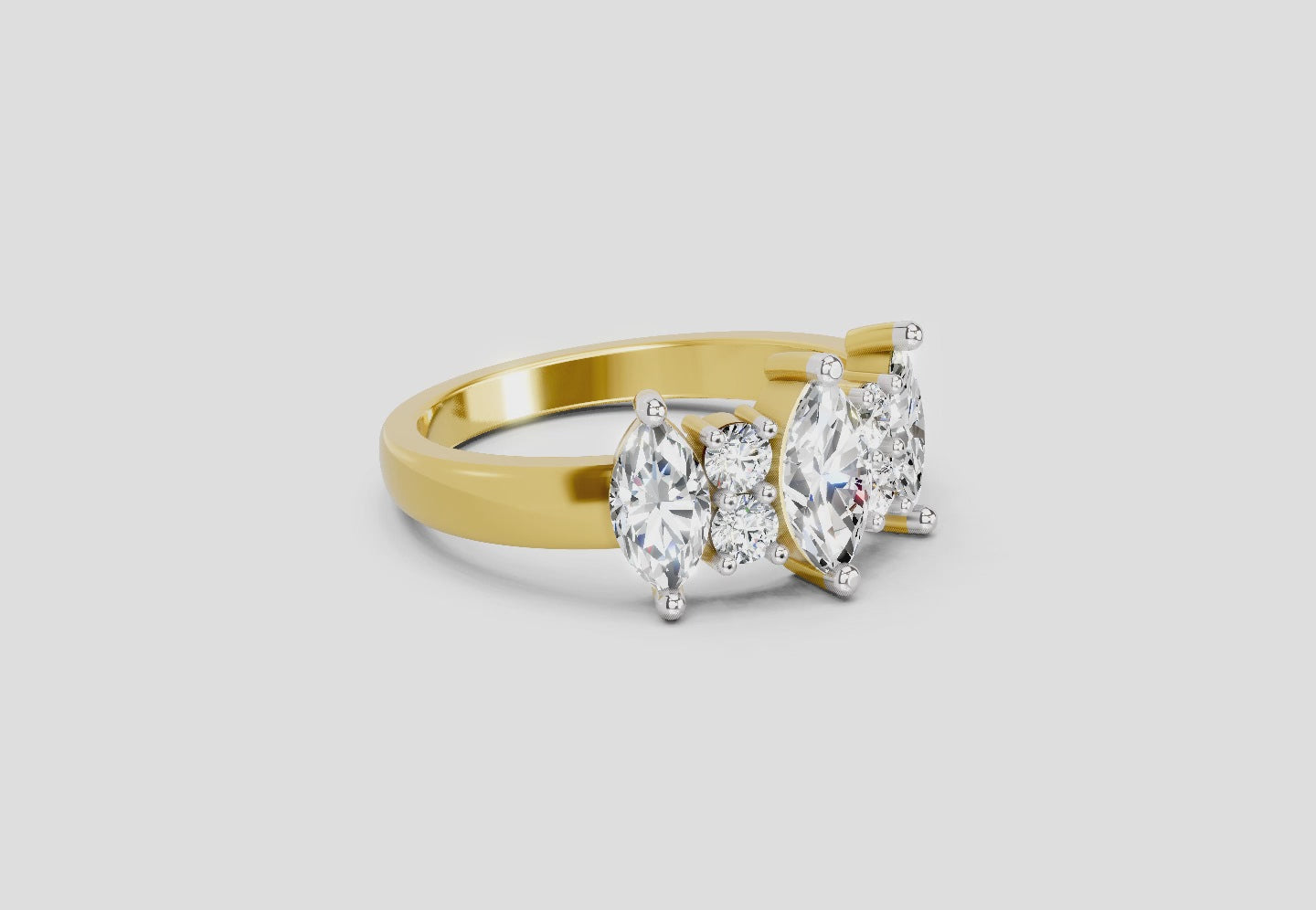 1.08 Ct Marquise Three-Stone Ring | 14K Yellow Gold