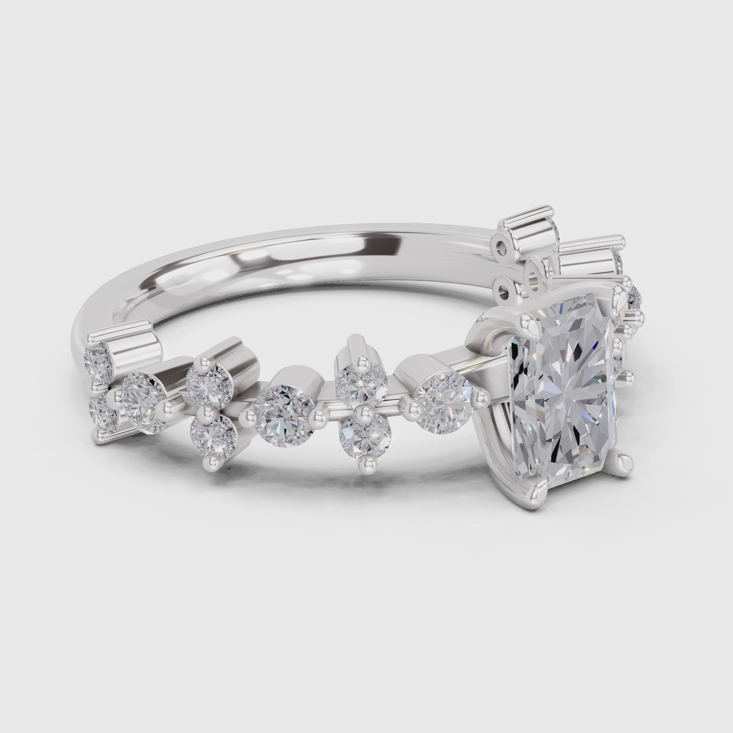 1.49 Ct Emerald Shape Solitaire Diamond Ring| 14K White Gold