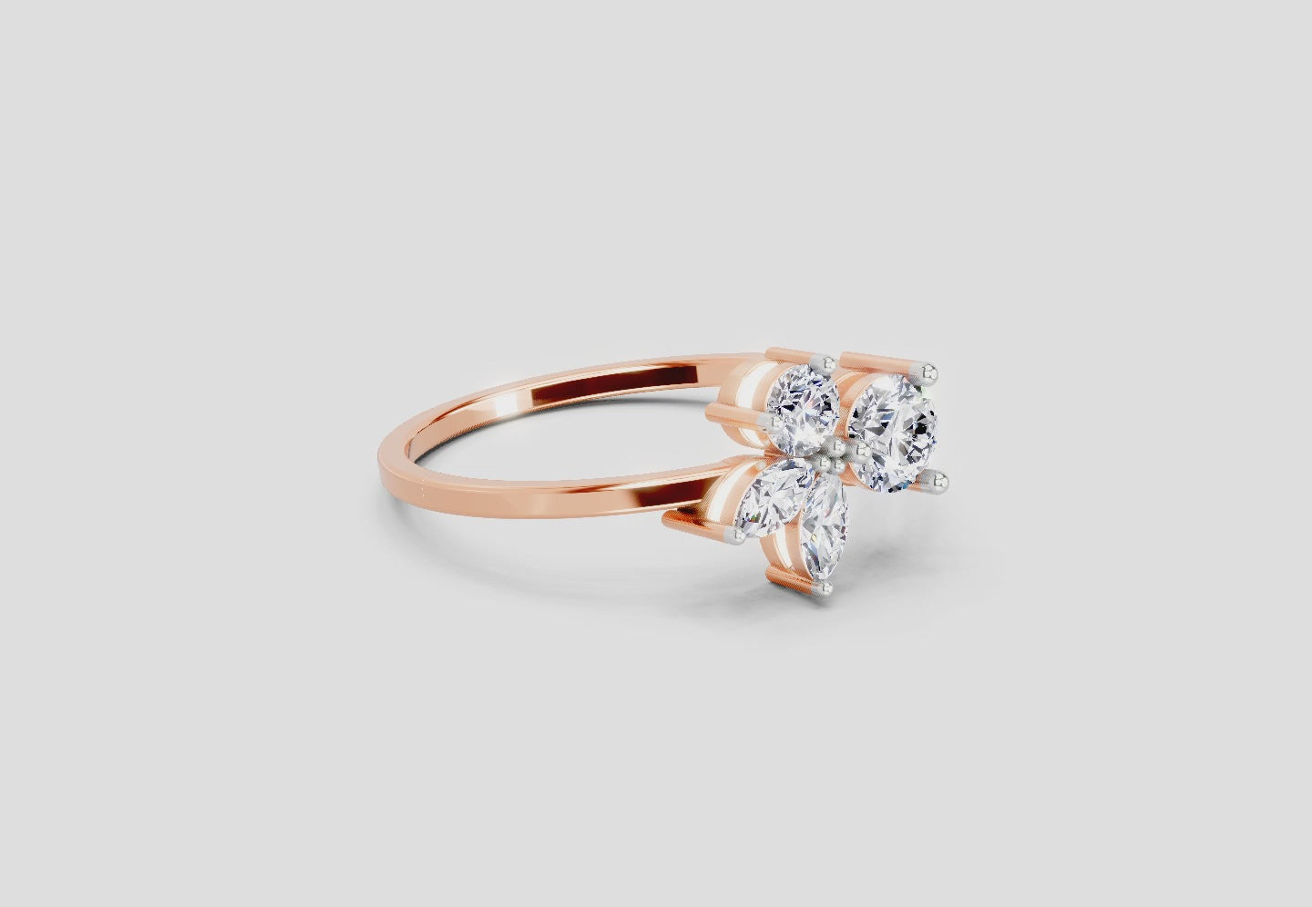 0.46 CTW Round & Marquise Diamond Cluster Ring in 14K Rose Gold