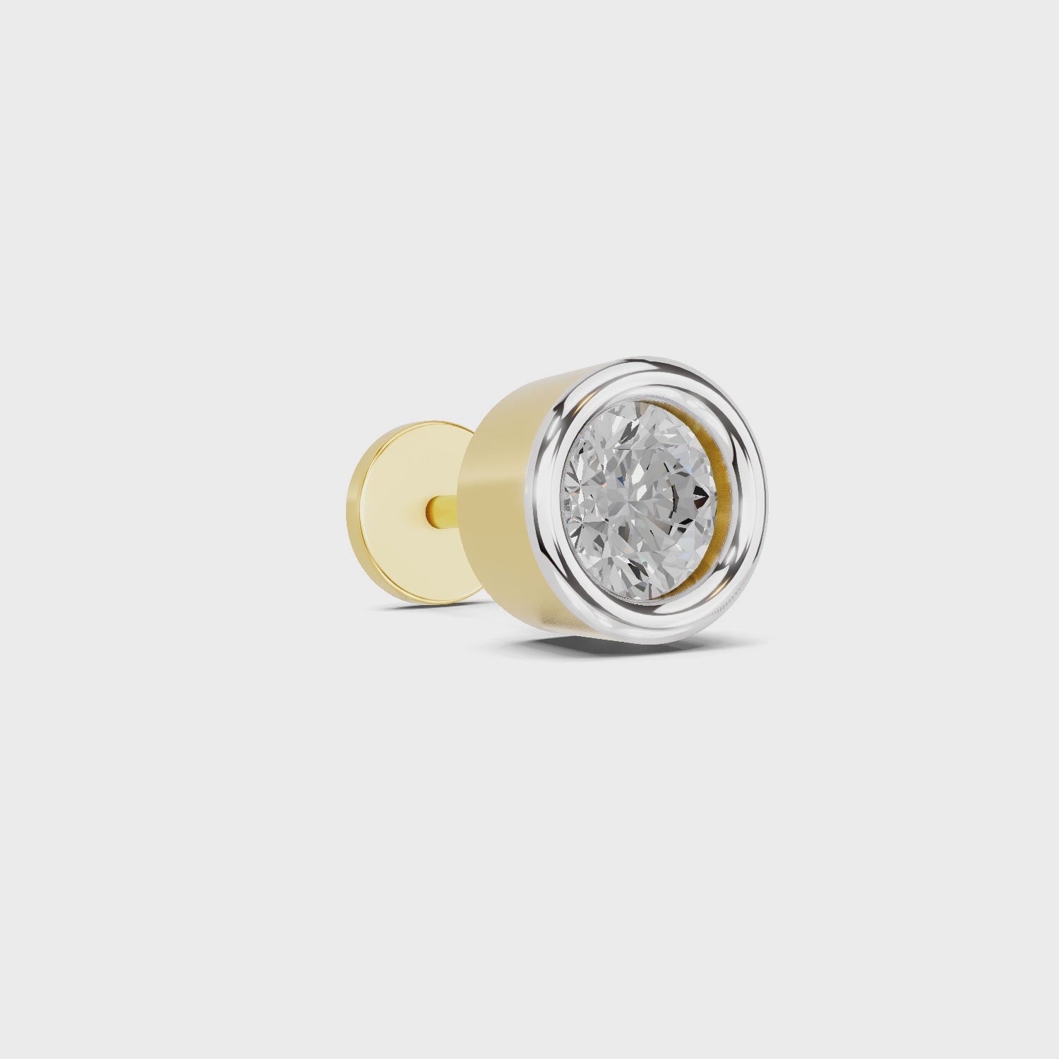 Load video: 0.50 Carat Round Shape Bezel Solitaire Diamond Nose Pin | 14K Yellow Gold -Screw