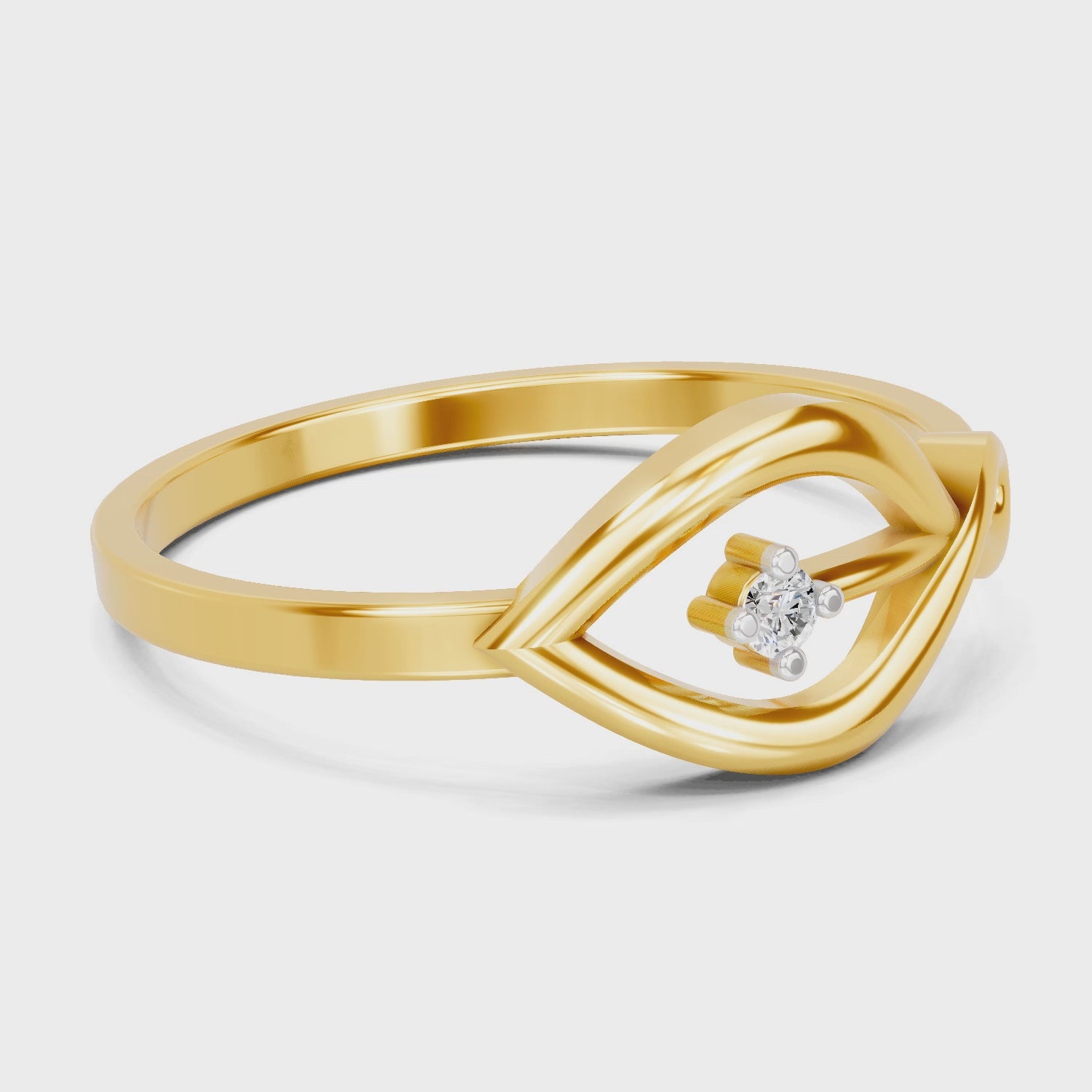 Load video: 0.02 Carat  | 925 Sterling Silver Gold Plated Leaf Ring