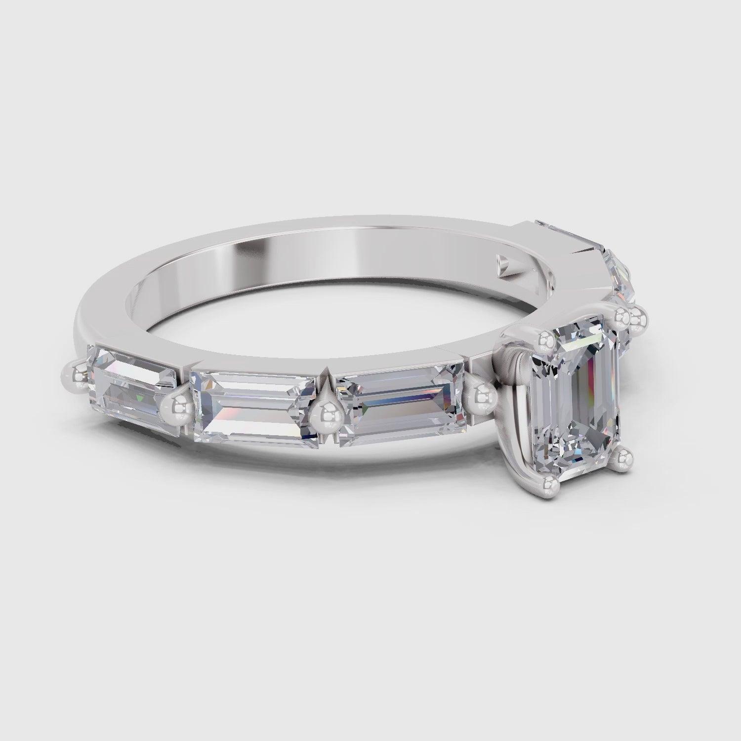 1.4 Ct Emerald Shape Solitaire Diamond Ring| 14K White Gold