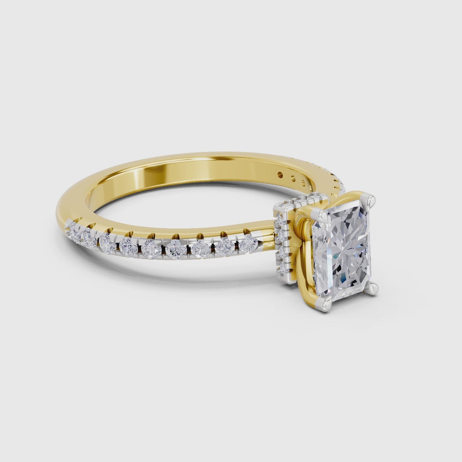 Load video: 1.02 Ct Emerald Shape Solitaire Diamond Ring| 14K Yellow Gold
