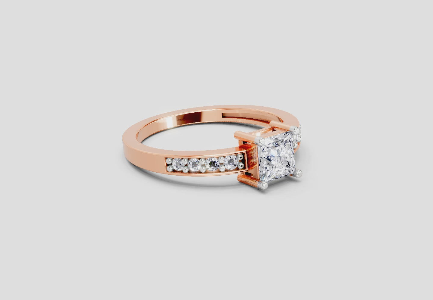 0.94 Ct Princess Solitaire Ring | 14K Rose Gold