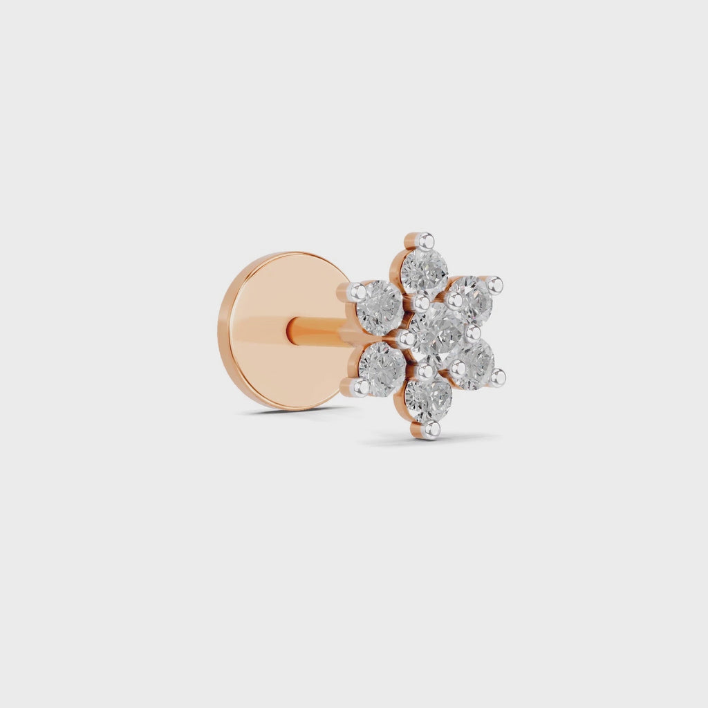 0.11 Ct Round Shape Nose Pin | 14K Yellow Gold