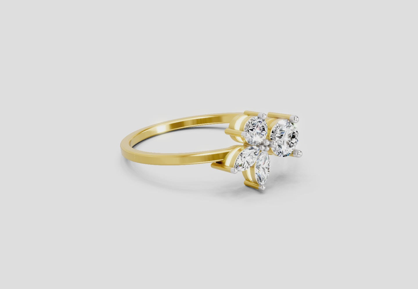 0.46 CTW Round & Marquise Diamond Cluster Ring in 14K Yellow Gold