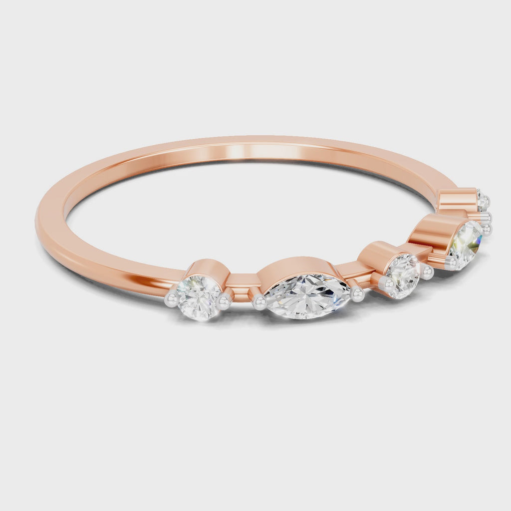 0.24 Carat Round & Marquise Shape Diamond Five-Stone Ring | 14K Rose Gold