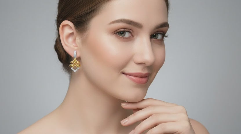 0.10 CtRound Shape Earrings | 14K Yellow Gold  FG VS Quality Diamonds