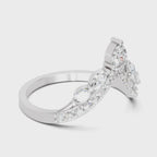 0.48 Carat Pear, Marquise & Round Shape Diamond Chevron Ring | 14K White Gold