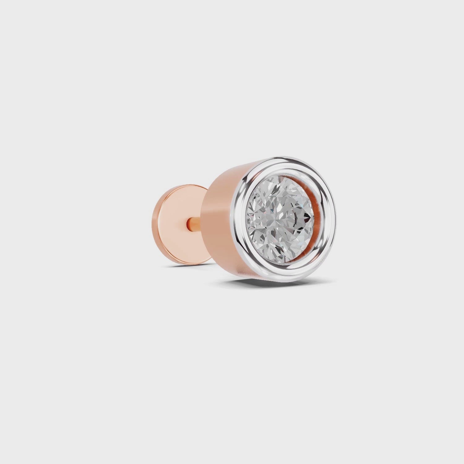 Load video: 0.50 Carat Round Shape Bezel Solitaire Diamond Nose Pin | 14K Yellow Gold -Screw