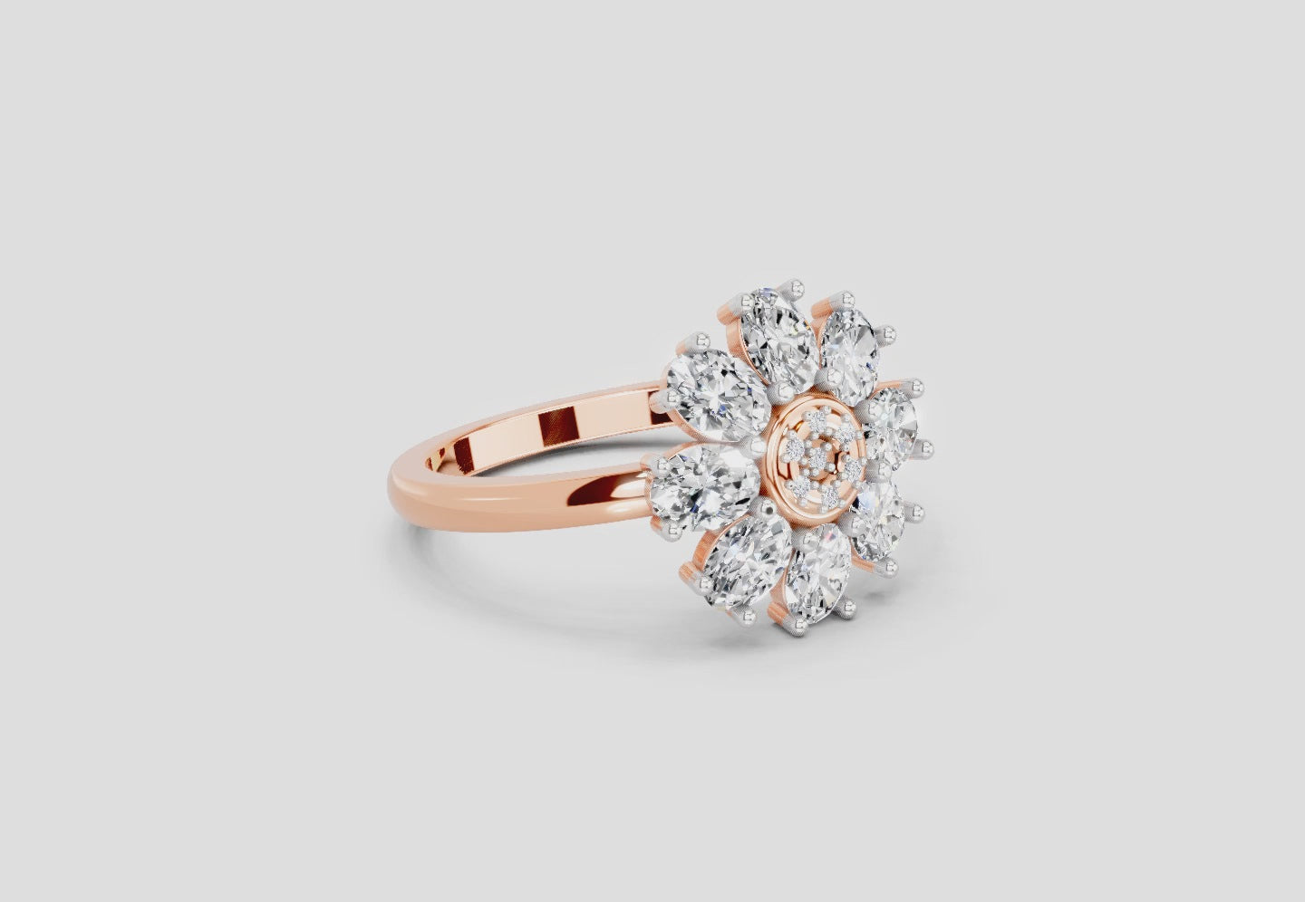 Load video: 1.63 Carat Daisy Royale Promise  Engagement Ring | 14K Rose Gold