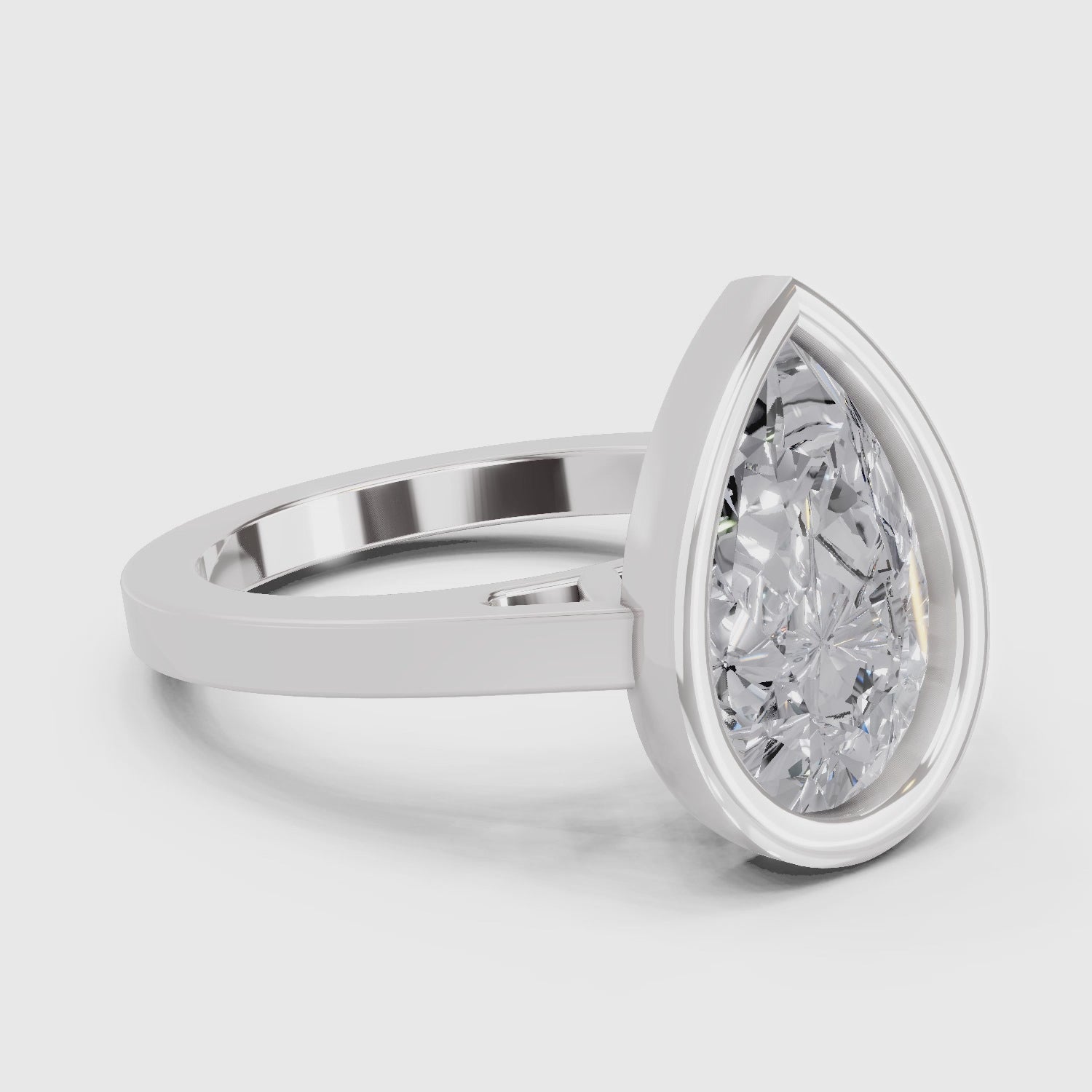 3 Ct Pear Shape Solitaire Diamond Ring| 14K White Gold