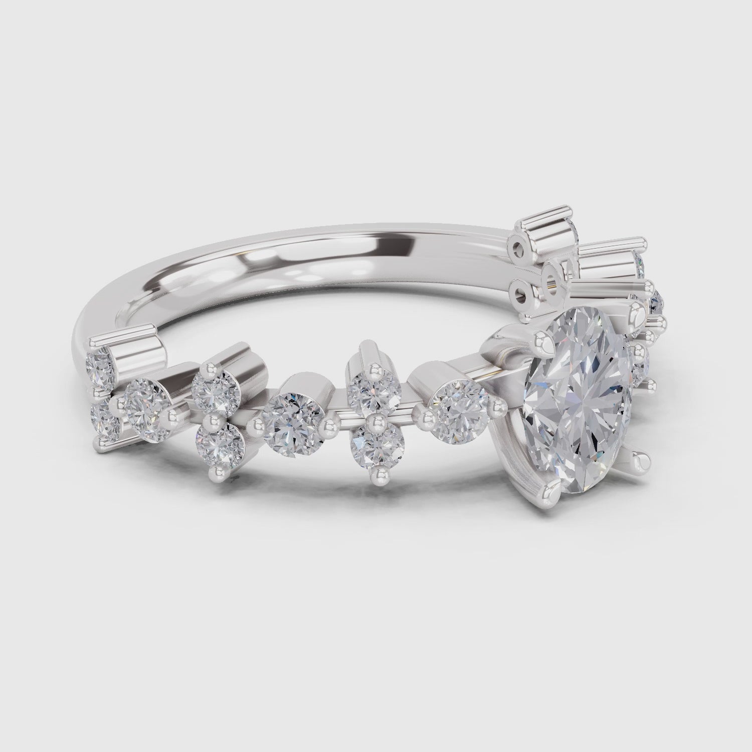 1.24 Ct Oval Shape Solitaire Diamond Ring| 14K White Gold