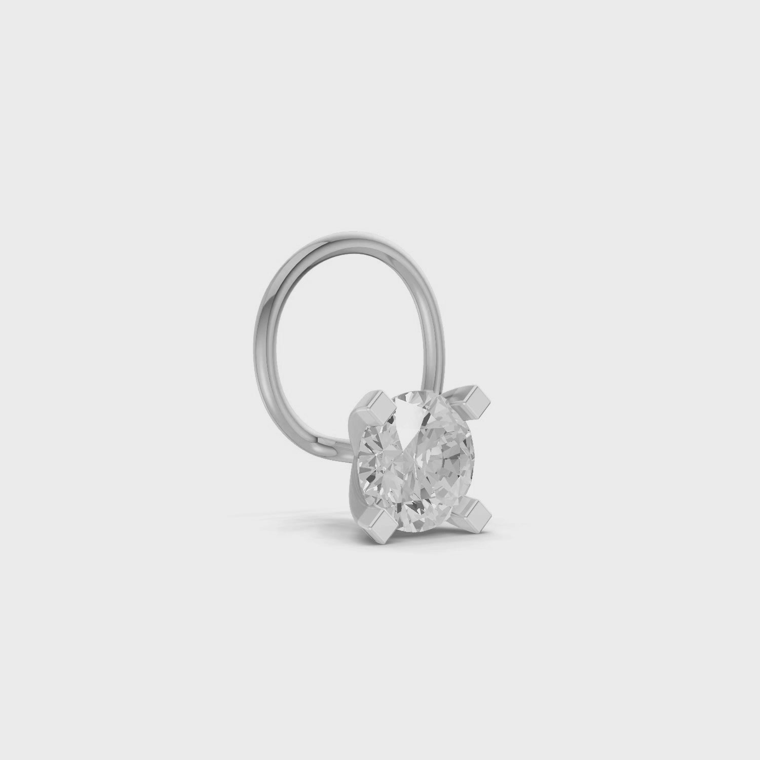 Load video: 0.21 Ct Round Shape 4 Prong Solitaire Diamond Nose Pin | 14K Yellow Gold