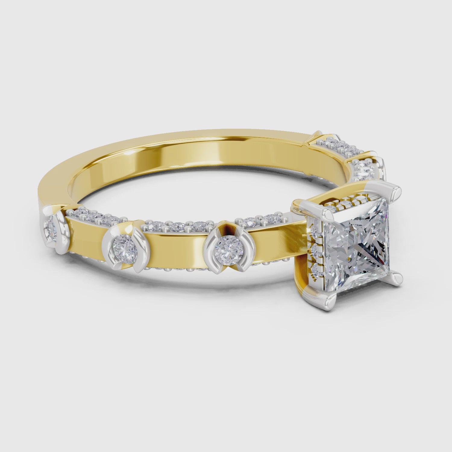0.89 Ct Princess Shape Solitaire Diamond Ring| 14K Yellow Gold