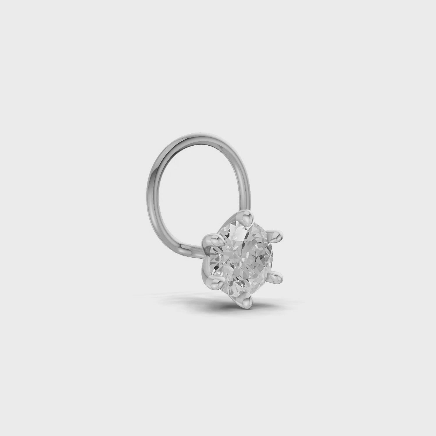 Load video: 0.15 Ct Round Shape 6 Prong Solitaire Diamond Nose Pin | 14K Yellow Gold