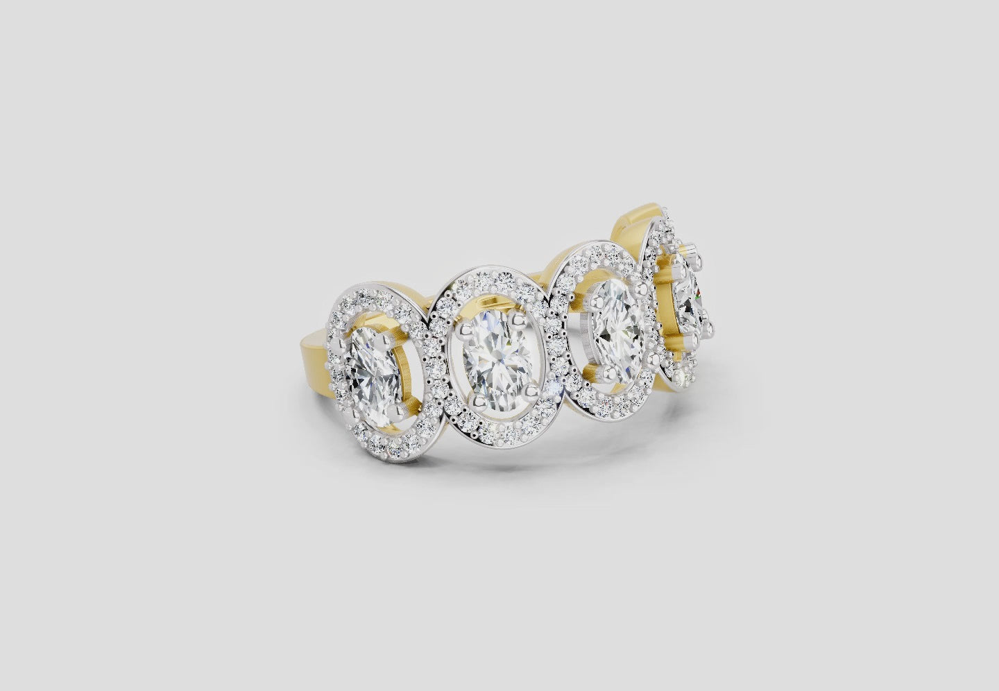2.16 Carat Eternal Ovals Promise Engagement Ring | 14K Yellow Gold
