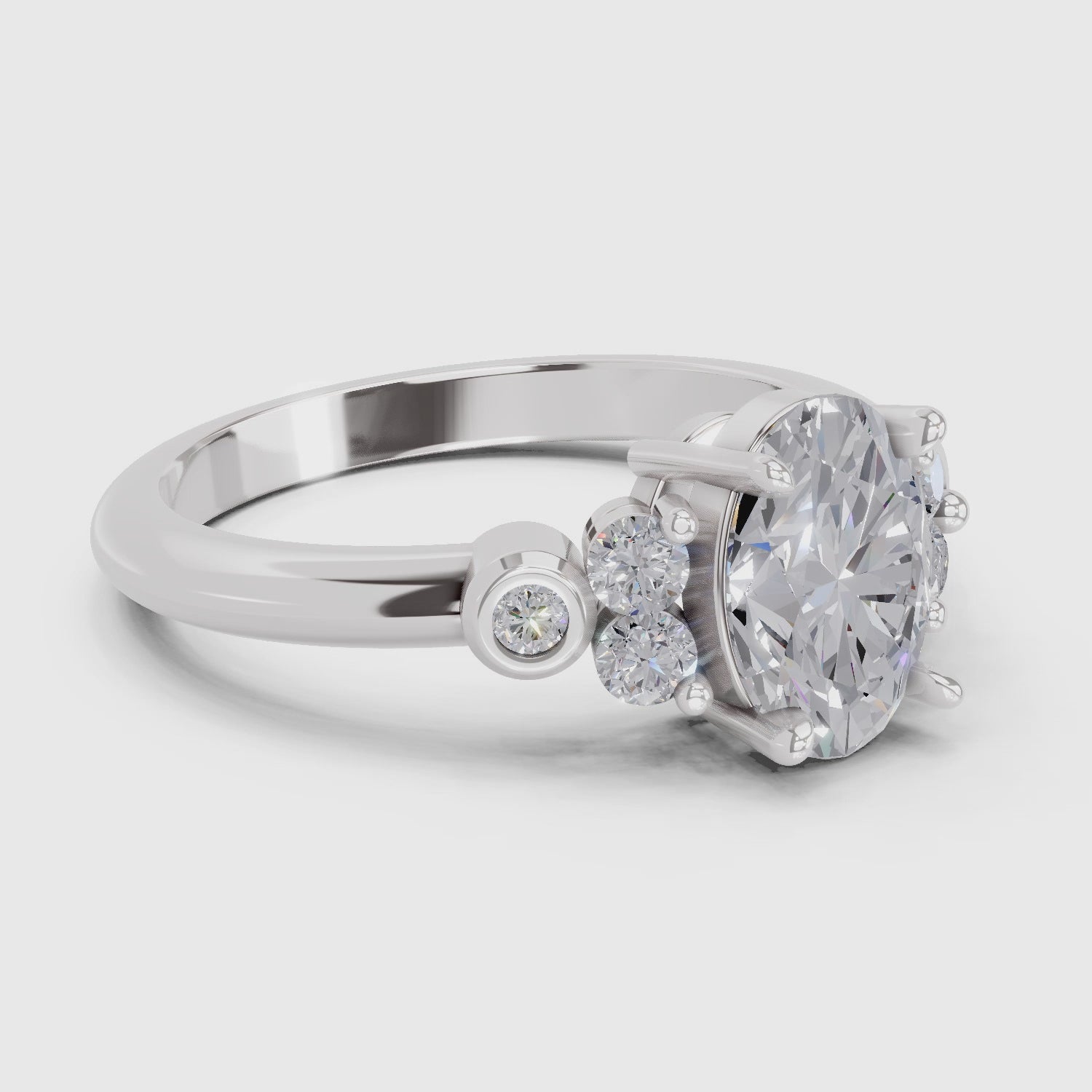 1.31 Ct Oval Shape Solitaire Diamond Ring| 14K White Gold